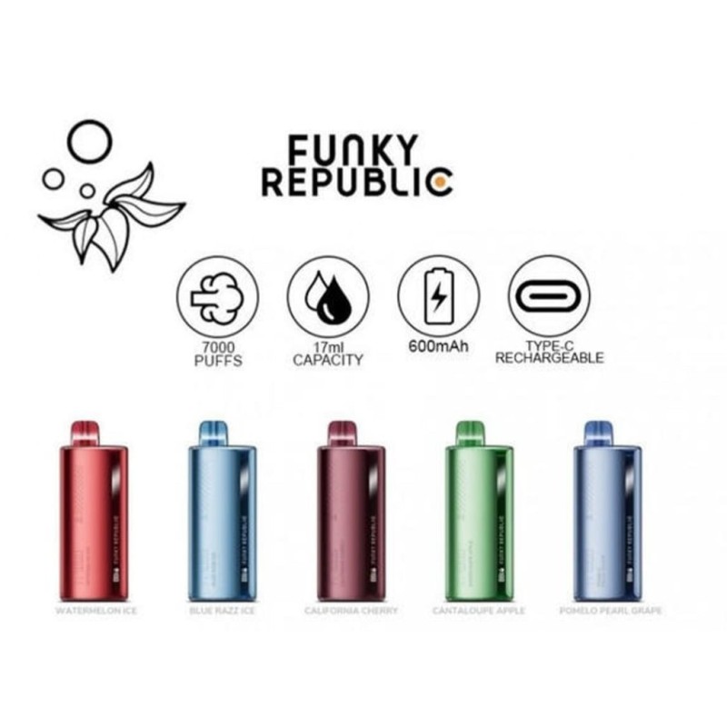 Funky Republic Ti7000 By EBDESIGN | 7000 puff 17ml Rechargeable Disposable Vape